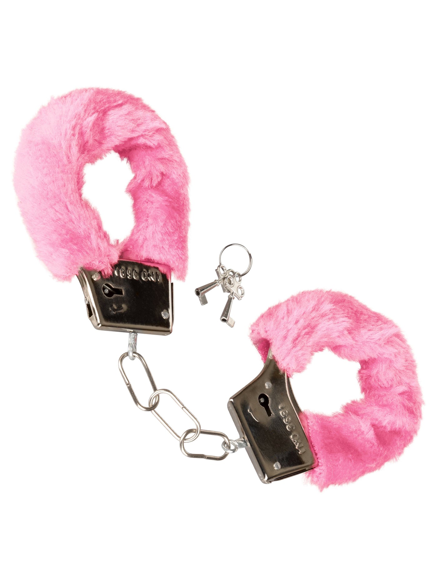 Playful Metal Faux Fur Covered Hand Cuffs Bondage & Fetish CalExotics Pink