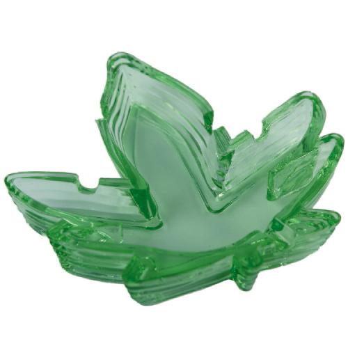 Pot Leaf Shaped Glass Ashtray Party Ware Novelties and Games Kheper Games Green