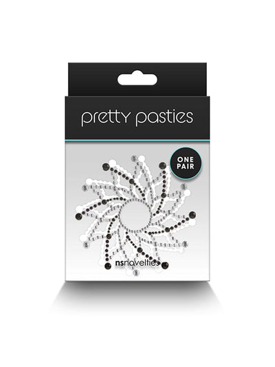 Pretty Pasties Charm I Nipple Covers Lingerie NS Novelties Black/Silver