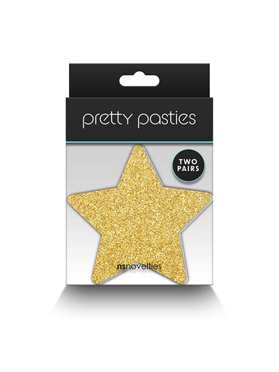 Pretty Pasties Glitter Stars Nipple Covers Lingerie NS Novelties Black/Gold