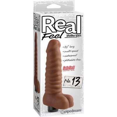 Real Feel No. 13 Vibrating Realistic Dildo Dildos Pipedream Products Dark