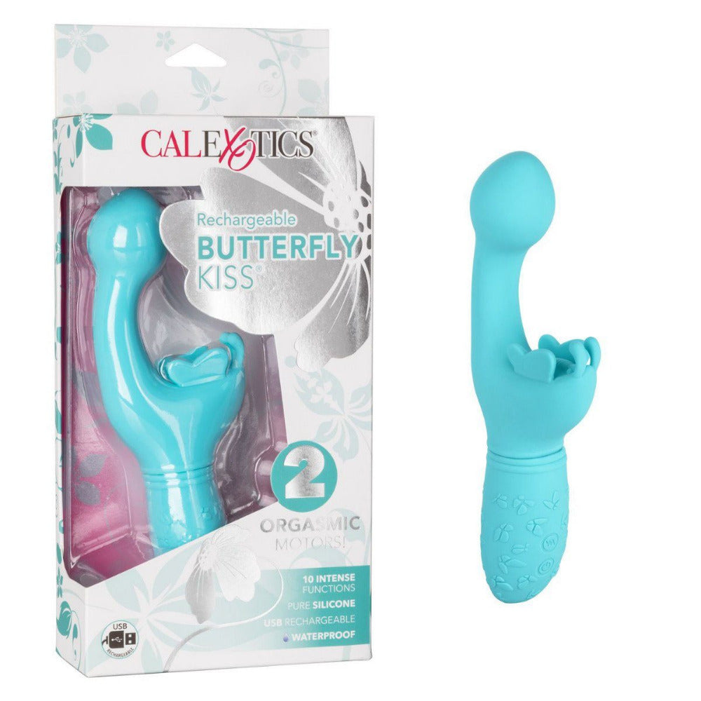 Rechargeable Butterfly Kiss G-Spot Vibrator Vibrators CalExotics Aqua