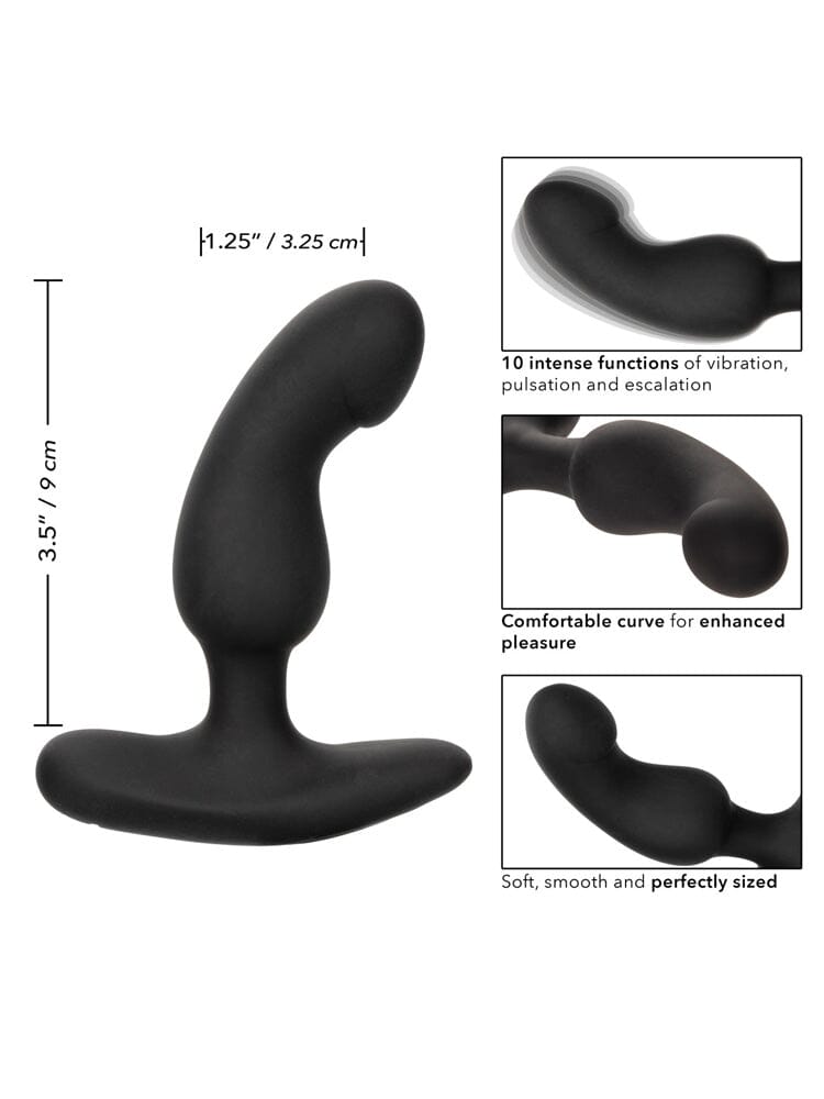 Rechargeable Silicone Curved Anal Probe Anal Toys CalExotics Black