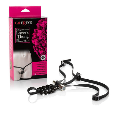 Silicone Lover’s Thong with Pleasure Beads More Toys CalExotics Black
