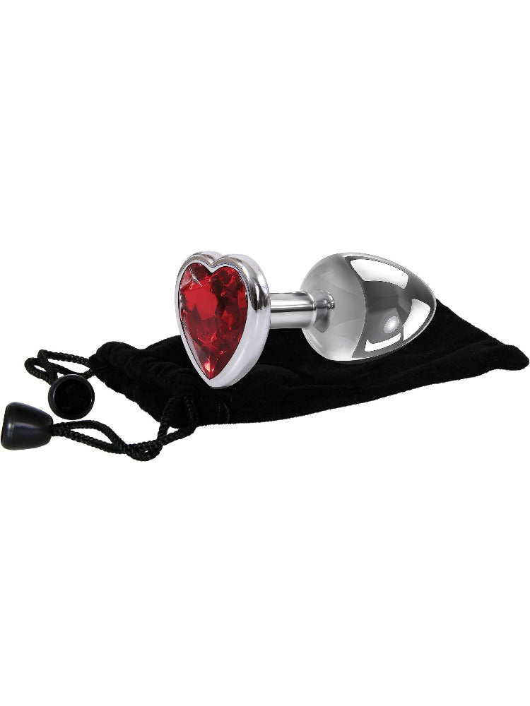 Adam & Eve Red Hearts Gem Metal Anal Plugs Anal Toys Adam & Eve Silver/Red Small