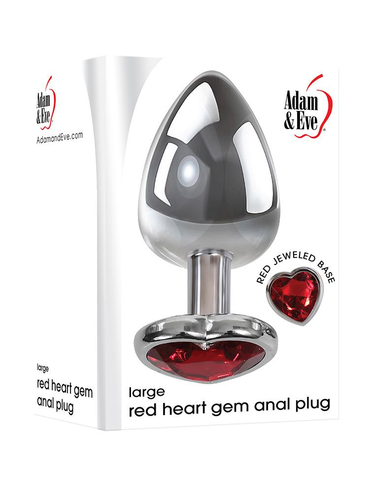 Adam & Eve Red Hearts Gem Metal Anal Plugs Anal Toys Adam & Eve Silver/Red Large
