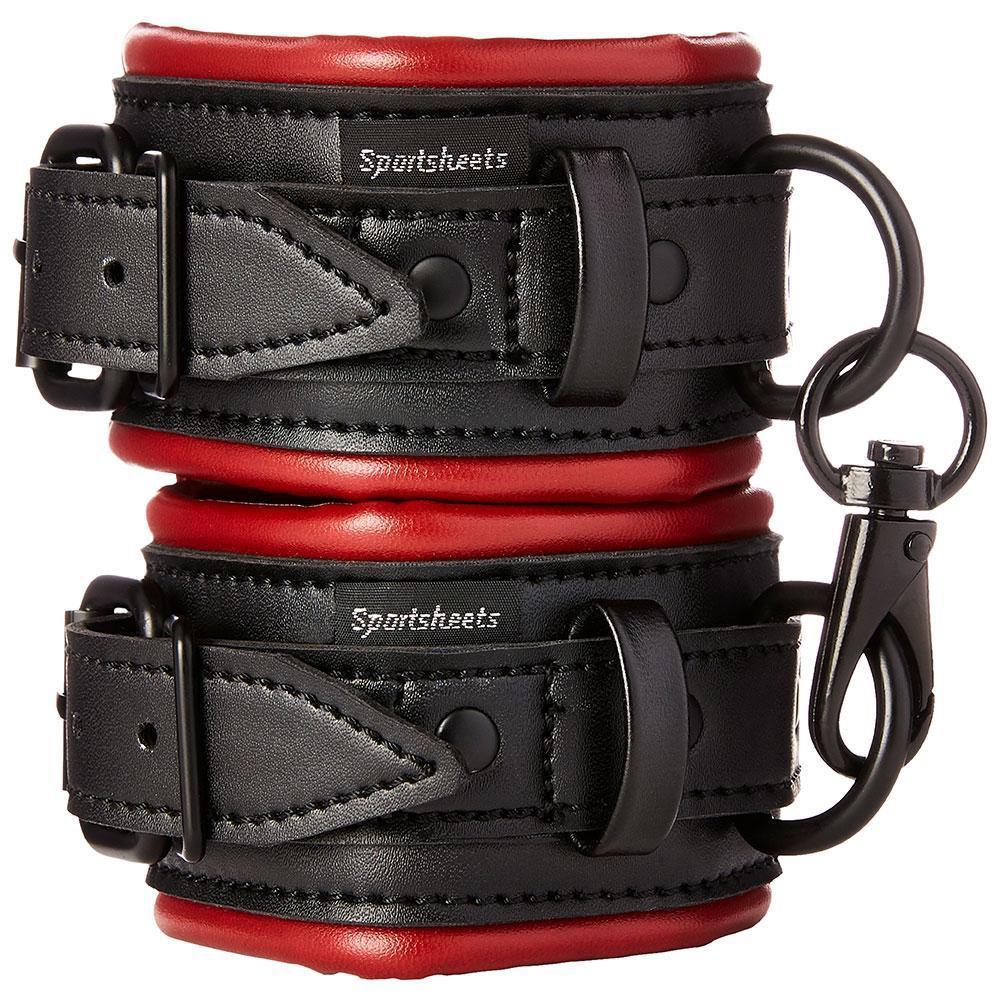 Saffron Bondage Heavy-Duty Wrist Restraints Bondage & Fetish Sportsheets International Black/Red