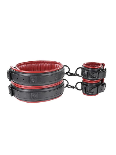 Saffron Adjustable Thigh & Wrist Cuff Set Bondage Sportsheets International Black/Red