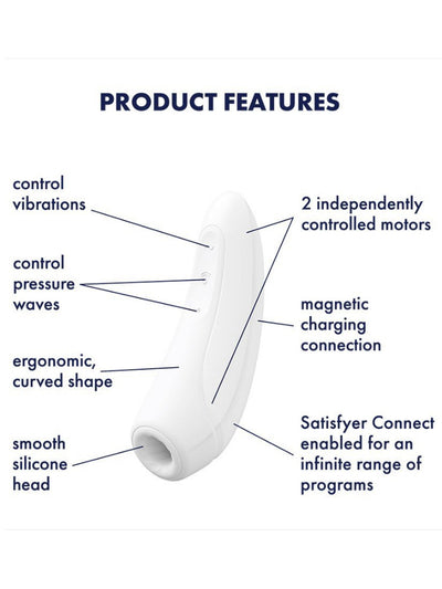 Curvy 1+ Air Pulse Connect App Stimulator Vibrators Satisfyer White