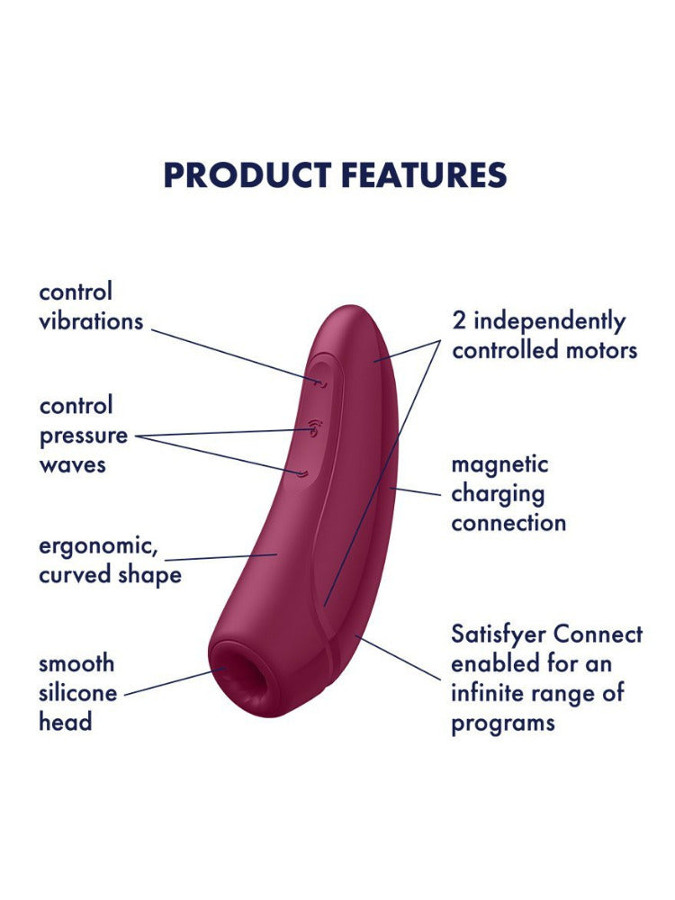 Curvy 1+ Air Pulse Connect App Stimulator Vibrators Satisfyer Red