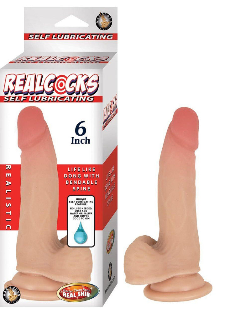 RealCocks Self Lubricating Realistic Dildo Dildos NassToys Light 6"