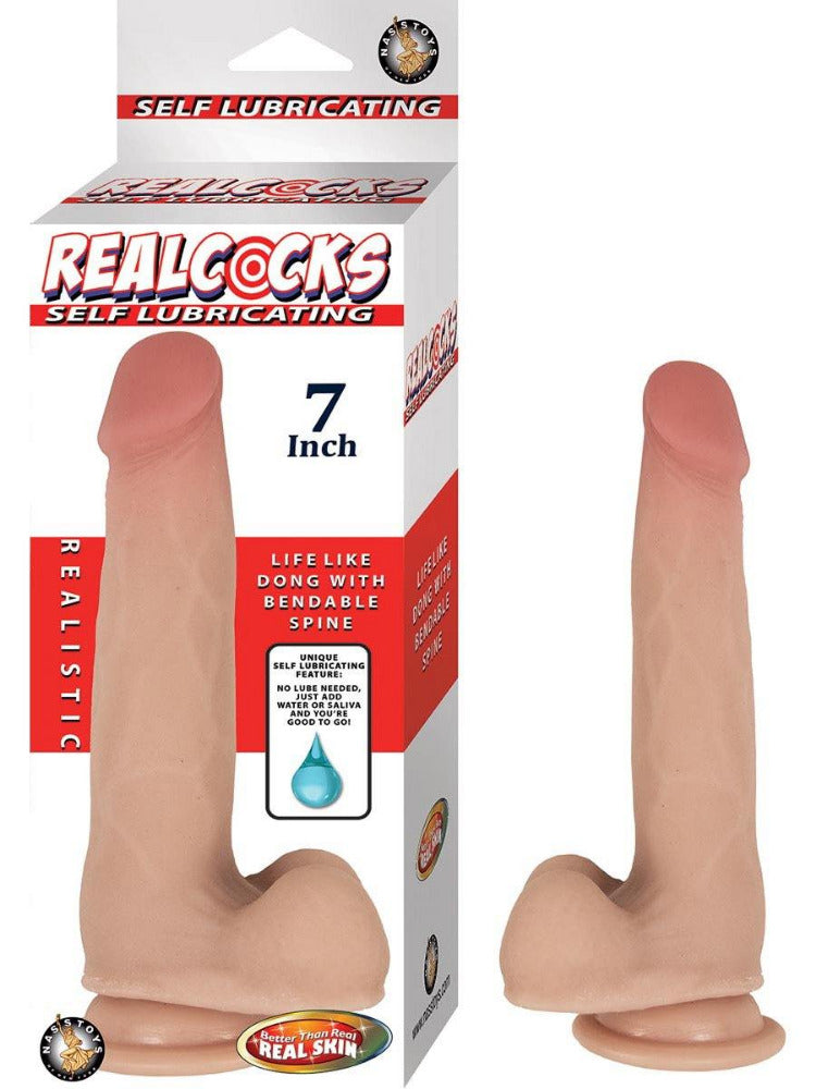 RealCocks Self Lubricating Realistic Dildo Dildos NassToys Light 7"