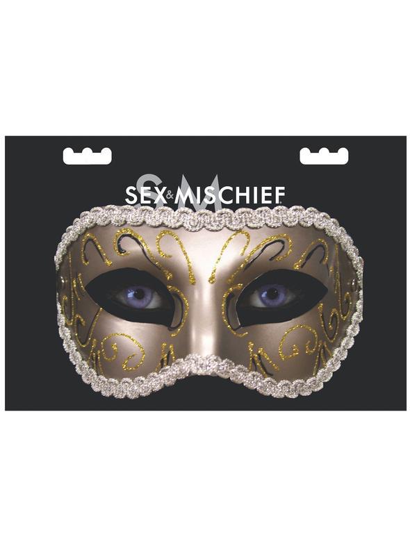 Sex & Mischief Grey Masquerade Mask Lingerie Sportsheets International One Size