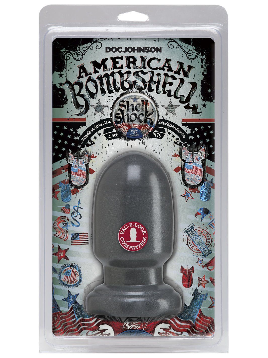 American Bombshell Shellshock Butt Plug Anal Toys Doc Johnson Grey Small