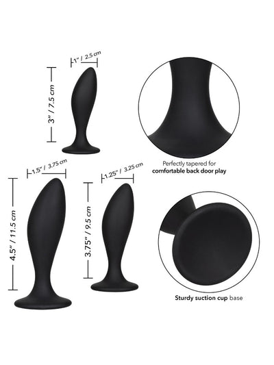 Silicone Anal Curve Butt Plug Kit Anal Toys CalExotics Black