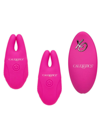 Silicone Rechargeable Remote Nipple Clamps Bondage & Fetish CalExotics Pink