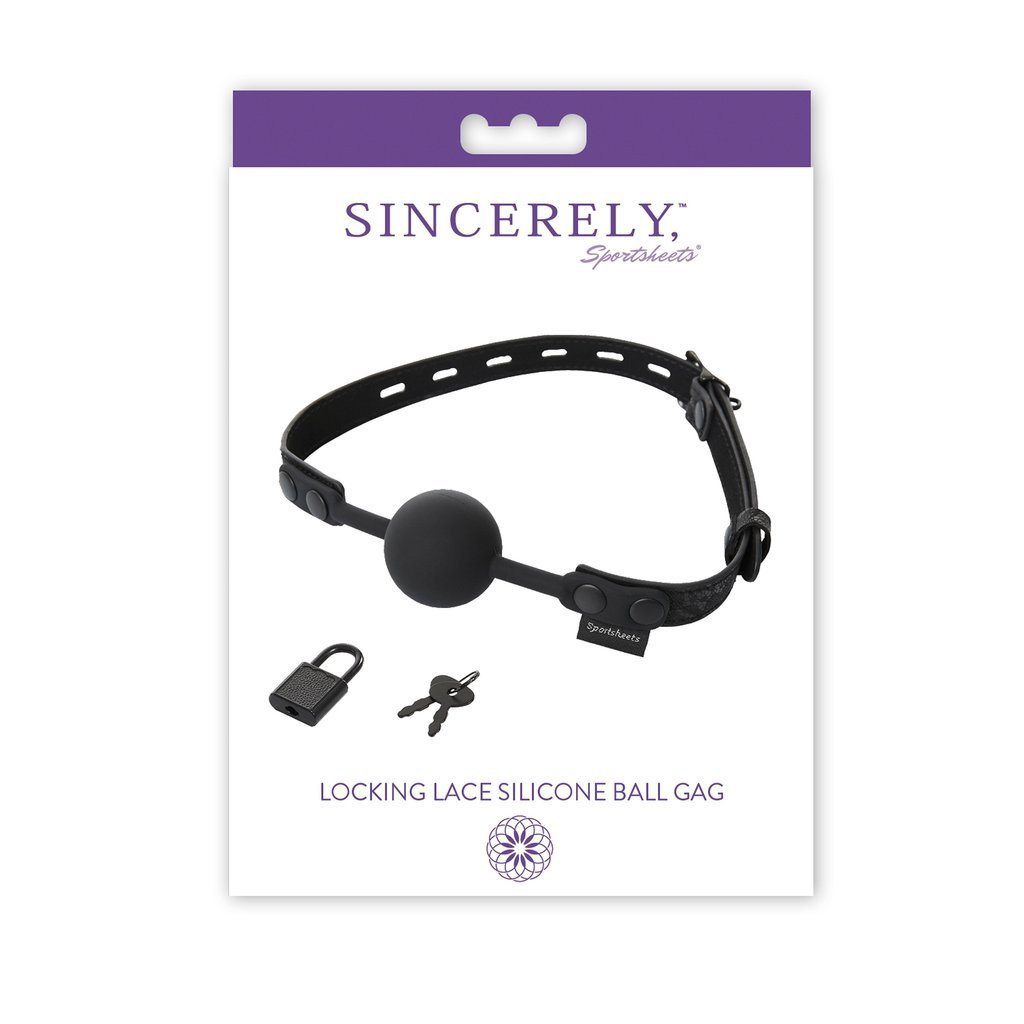 Sincerely Locking Lace Silicone Ball Gag Bondage & Fetish Sportsheets International Black