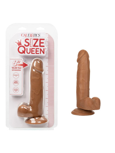 Size Queen Semi-Realistic Dildo Dildos CalExotics 6" Brown