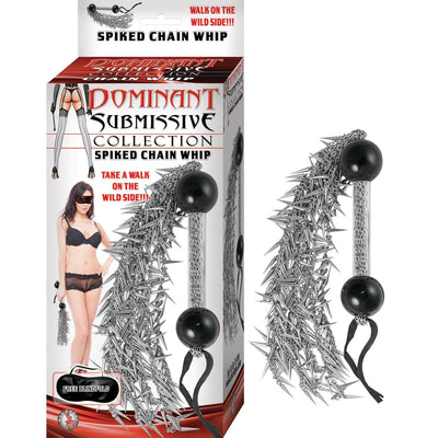 Dominant Submissive BDSM Spiked Chain Whip Bondage & Fetish Nasstoys Silver