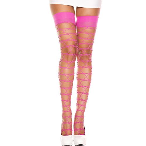 Star Net Hot Pink Thigh High Stockings Lingerie Music Legs One Size