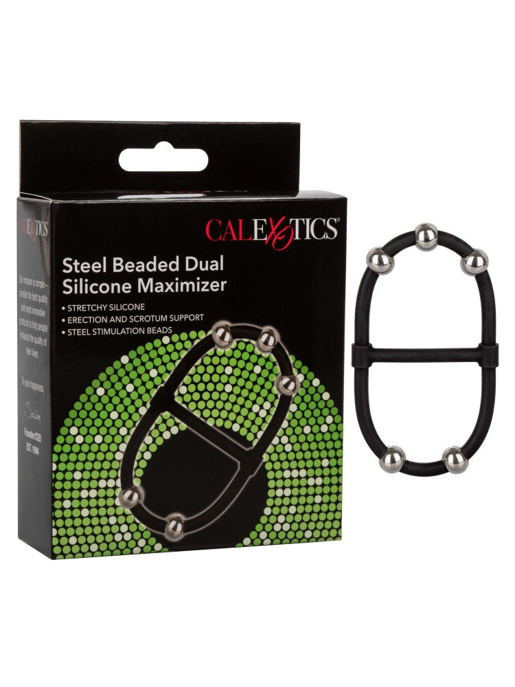 Stainless Steel Beaded Dual Maximizer More Toys CalExotics Black/Silver