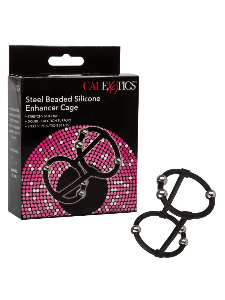 Steel Beaded Silicone Enhancer Cock Cage More Toys CalExotics 