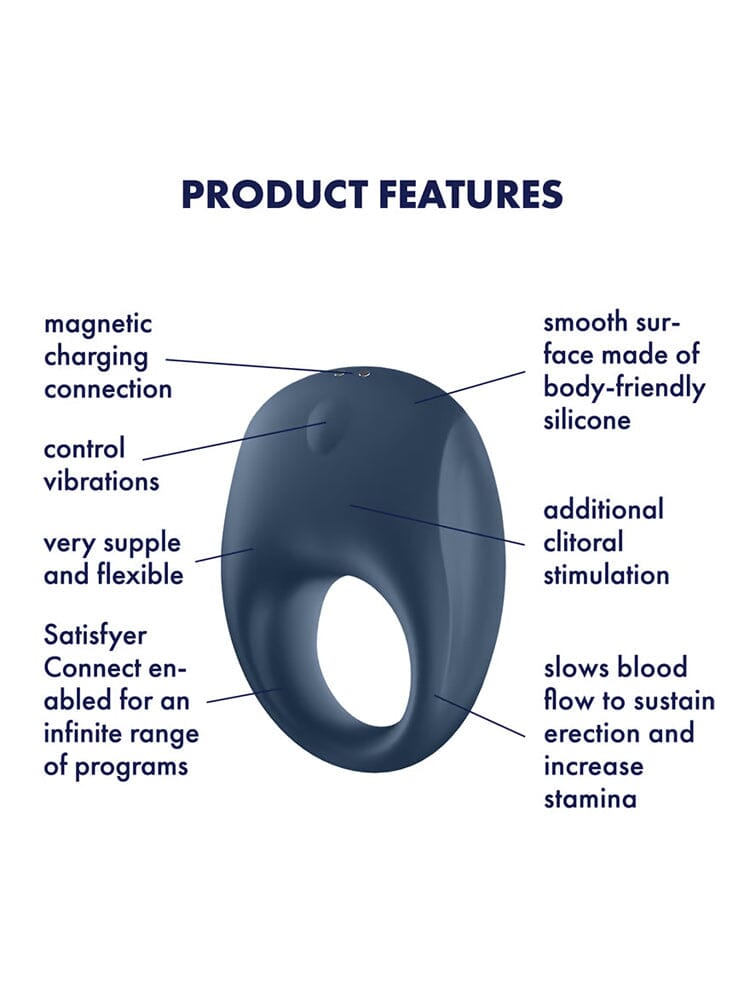 Strong One Connect App Silicone Penis Ring More Toys Satisfyer Blue