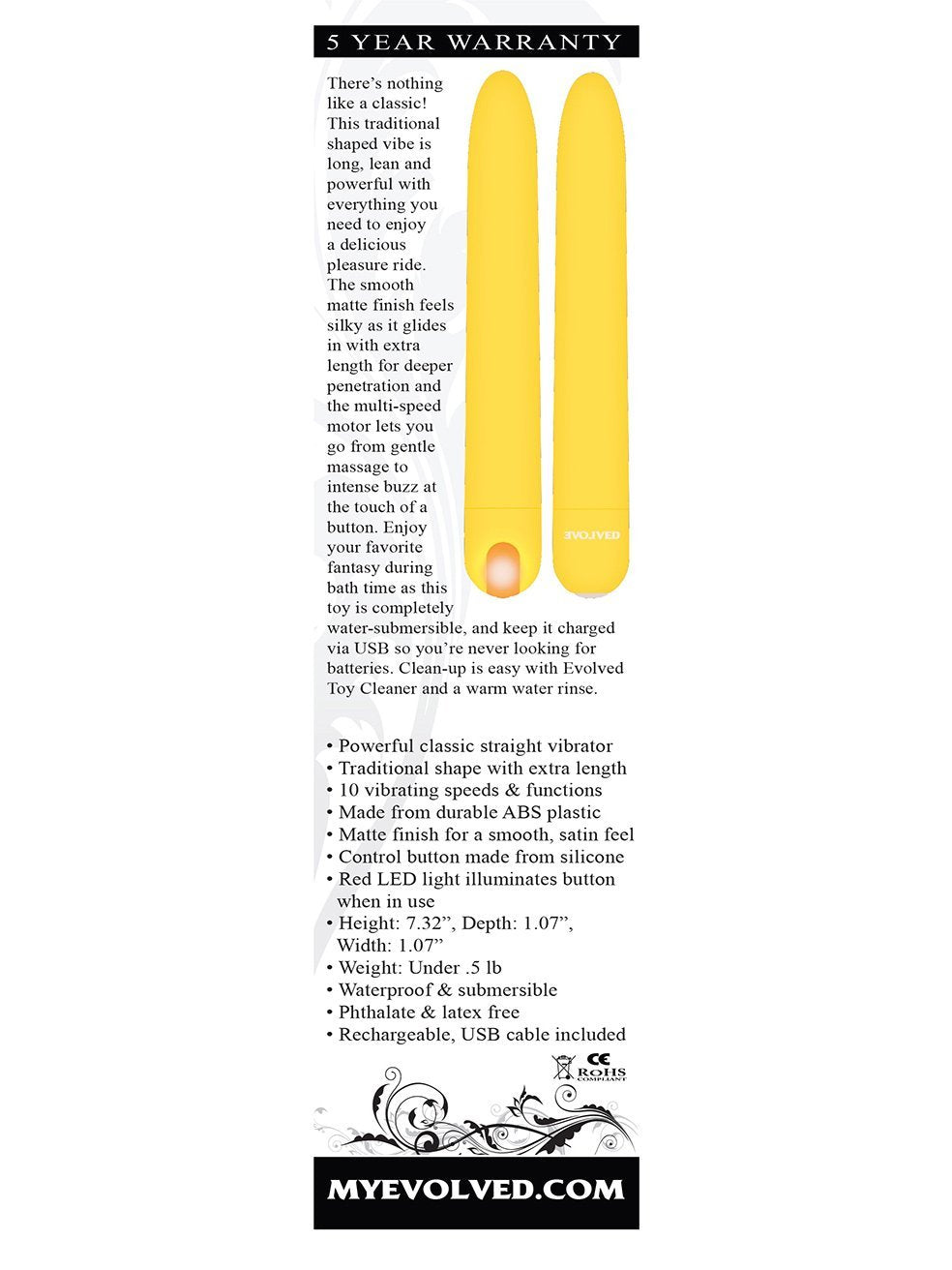 Sunny Sensations Rechargeable Vibrator Vibrators Evolved Novelties Yellow
