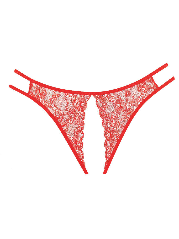 Adore Sweet Honey Crotchless Lace Panty Lingerie Allure Lingerie Red