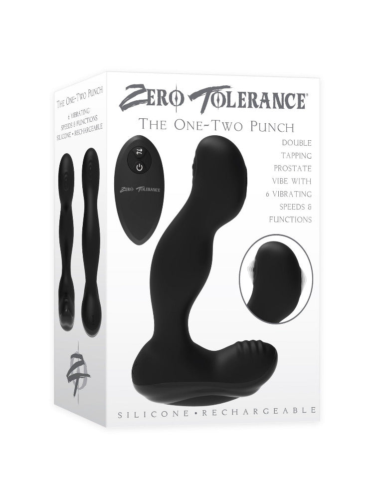 The One-Two Punch Remote P-Spot Massager Anal Toys Zero Tolerance Black