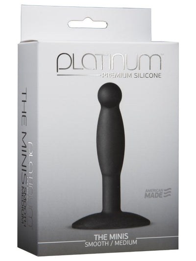 Platinum Minis Smooth Silicone Butt Plug Anal Toys Doc Johnson Black Medium