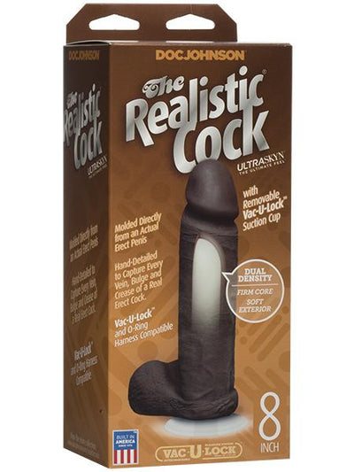Realistic Cock Vac-U-Lock UltraSkyn Dildo Dildos Doc Johnson Dark (Chocolate) 8"