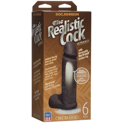 Realistic Cock Vac-U-Lock UltraSkyn Dildo Dildos Doc Johnson Dark (Chocolate)