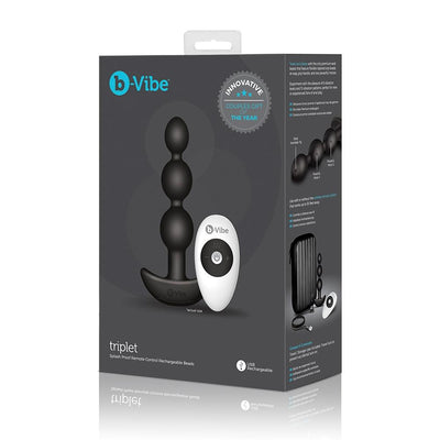 Triplet Vibrating Remote Beaded Anal Probe Anal Toys B-Vibe Black