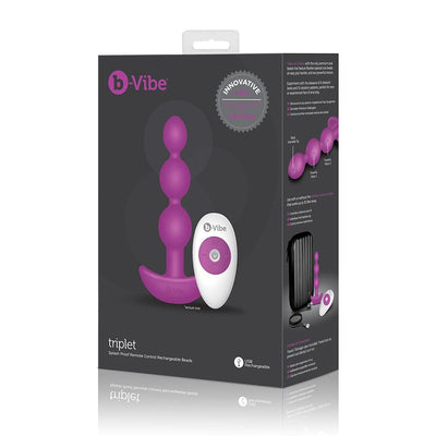 Triplet Vibrating Remote Beaded Anal Probe Anal Toys B-Vibe Pink