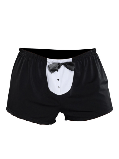 Men’s Novelty Tuxedo Boxer Shorts Lingerie Male Power Black
