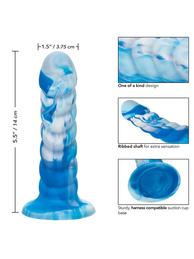 Twisted Love Twisted Ribbed Silicone Probe Dildos California Exotic Novelties Blue