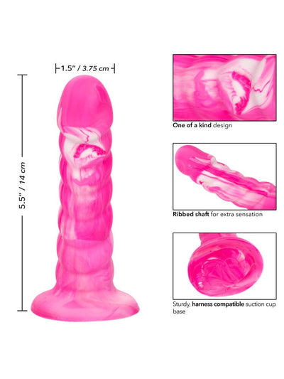 Twisted Love Twisted Ribbed Silicone Probe Dildos California Exotic Novelties Pink