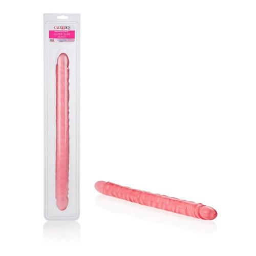 Veined Super Slim Double-Ended Dong Dildos California Exotic Novelties Pink