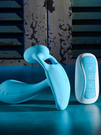 Wear Me Out Remote Wearable Silicone Plug Anal Toys Gender X Blue/White