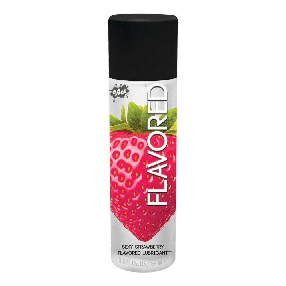 Wet Flavored Edible Water Based Lubricant Lubes and Massage Wet Lubricants Sexy Strawberry 3 fl oz. 